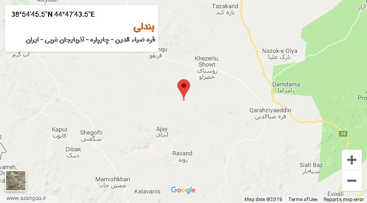 روستای بندلی بر روی نقشه