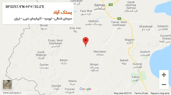 روستای بستک آباد بر روی نقشه