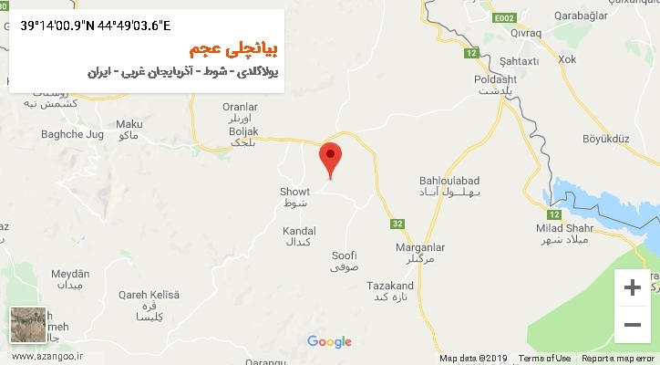 روستای بیانچلی عجم بر روی نقشه