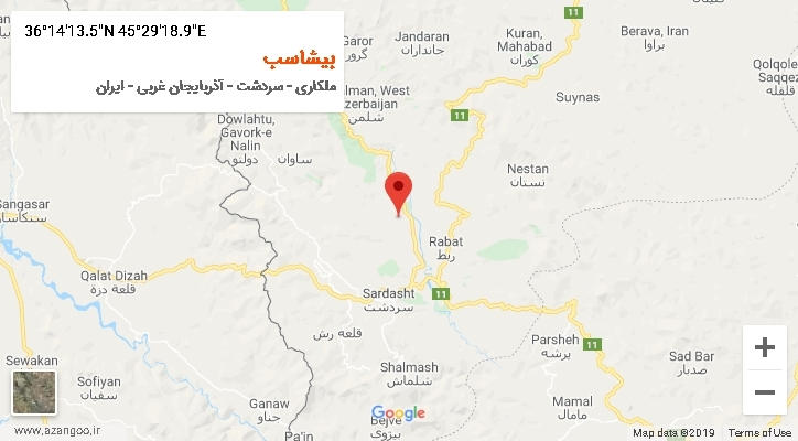 روستای بیشاسب بر روی نقشه