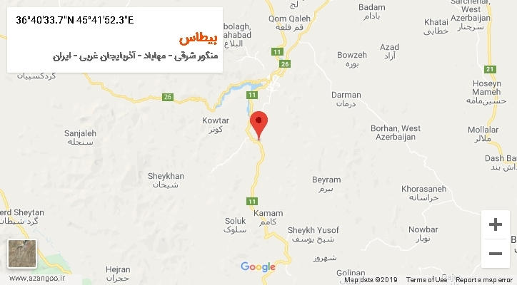 روستای بیطاس بر روی نقشه