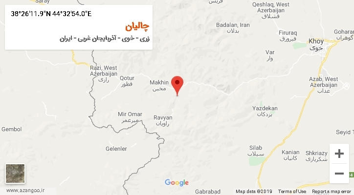 روستای چالیان بر روی نقشه