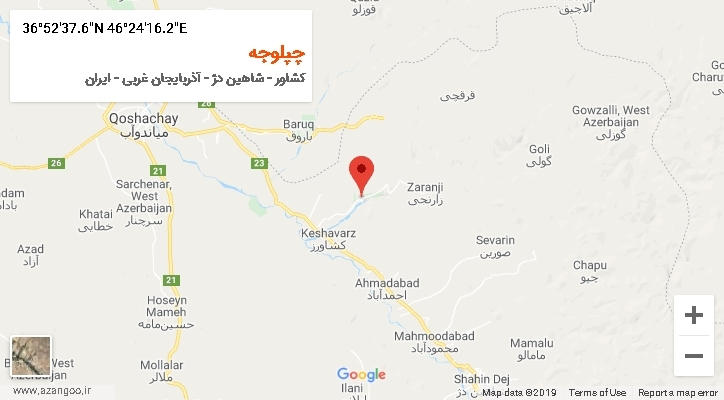 روستای چپلوجه بر روی نقشه