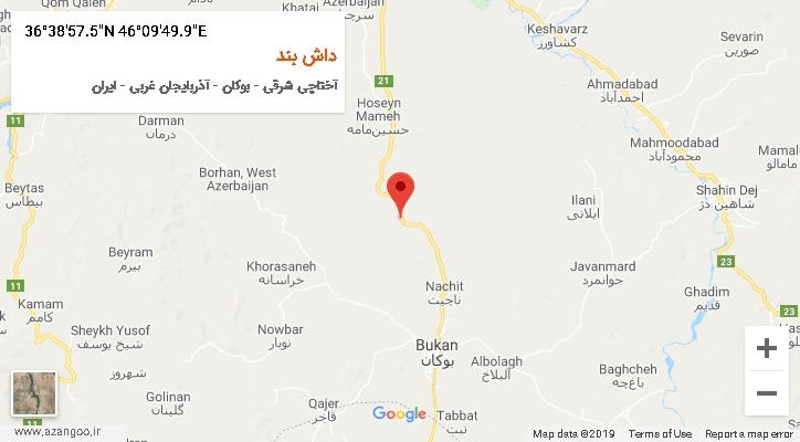 روستای داش بند بر روی نقشه