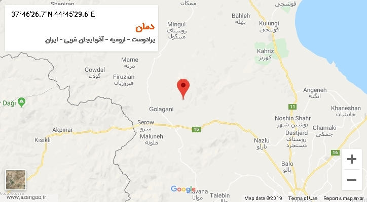 روستای دمان بر روی نقشه
