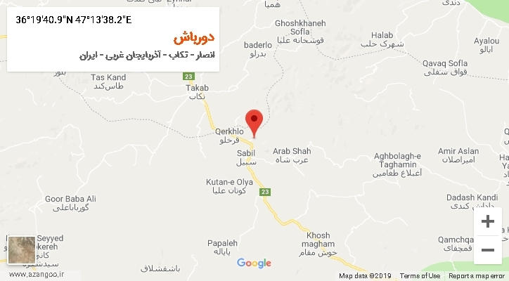 روستای دورباش بر روی نقشه