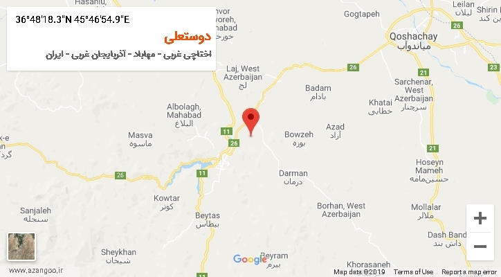 روستای دوستعلی بر روی نقشه