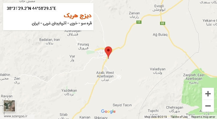 روستای دیزج هریک بر روی نقشه