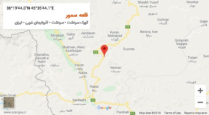 روستای قلعه سمور بر روی نقشه