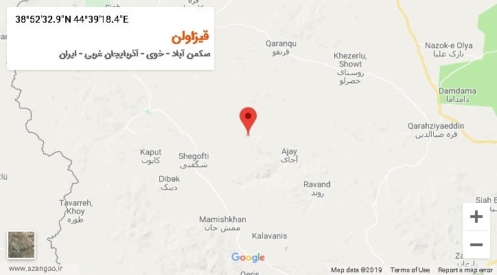 روستای قیزاولن بر روی نقشه