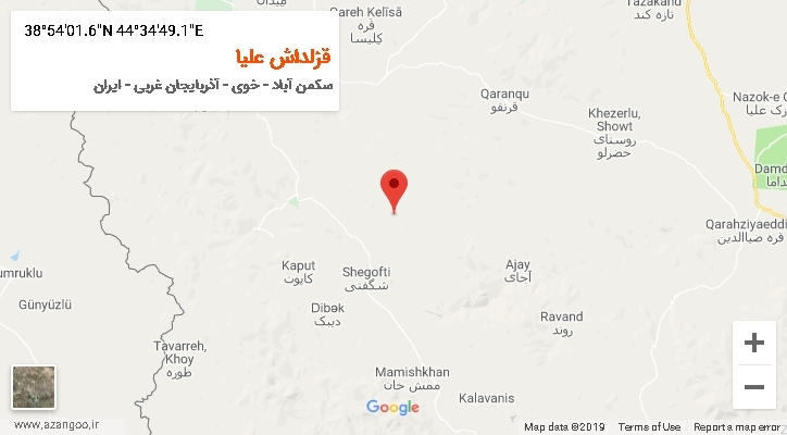 روستای قزلداش علیا بر روی نقشه