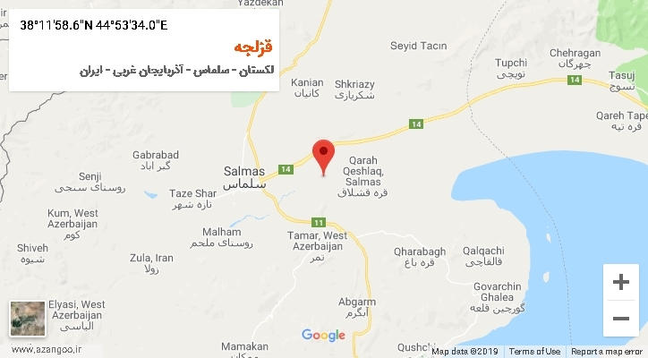 روستای قزلجه بر روی نقشه