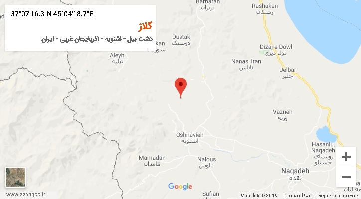 روستای گلاز بر روی نقشه