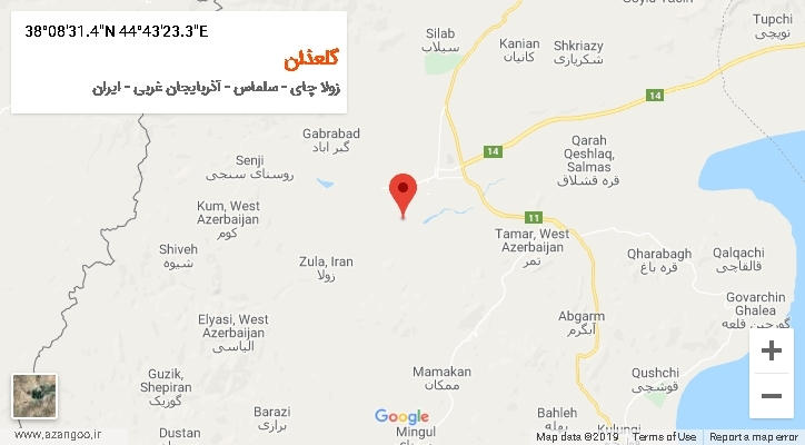 روستای گلعذان بر روی نقشه