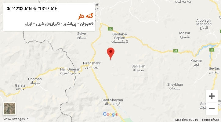 روستای گنه دار بر روی نقشه