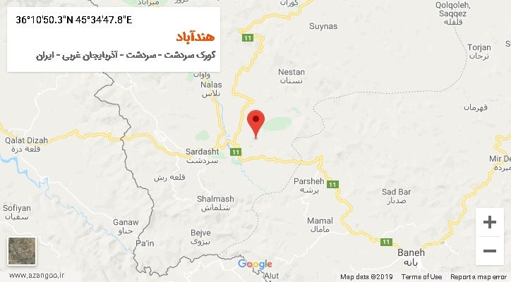 روستای هندآباد بر روی نقشه