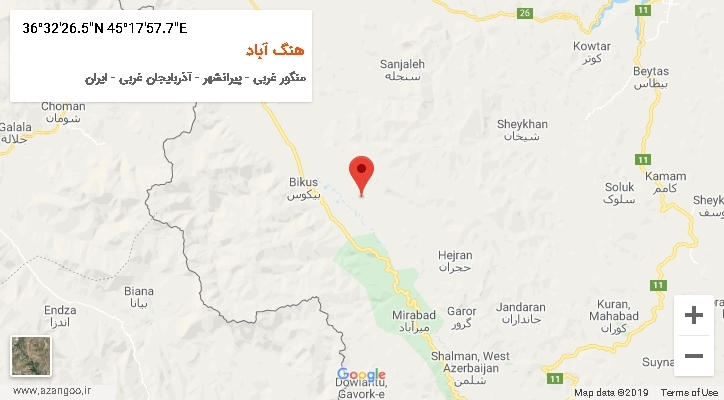 روستای هنگ آباد بر روی نقشه