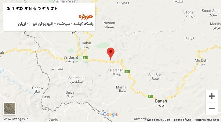 روستای هورازه بر روی نقشه