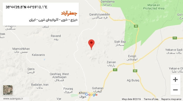 روستای جعفرآباد بر روی نقشه