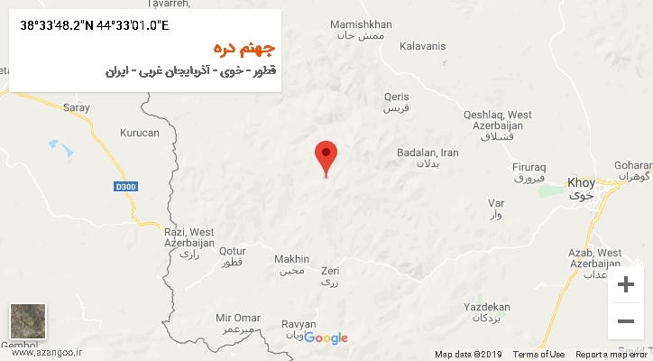 روستای جهنم دره بر روی نقشه