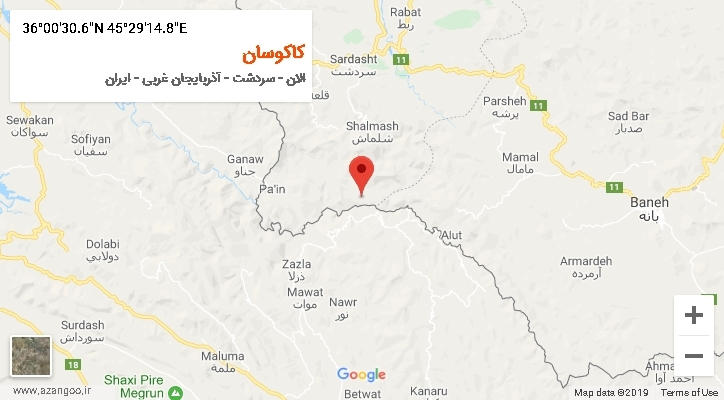 روستای کاکوسان بر روی نقشه