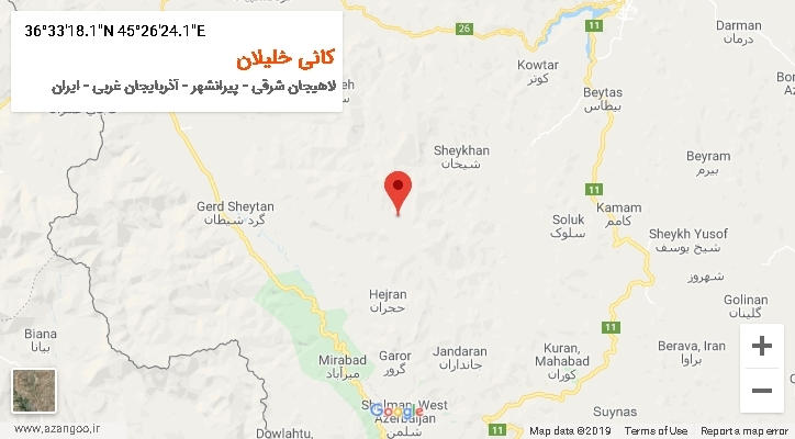 روستای کانی خلیلان بر روی نقشه