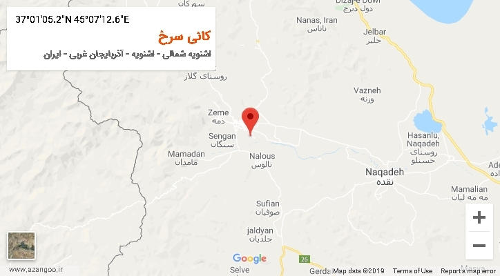 روستای کانی سرخ بر روی نقشه