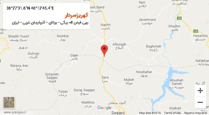 روستای کهریزسردار بر روی نقشه
