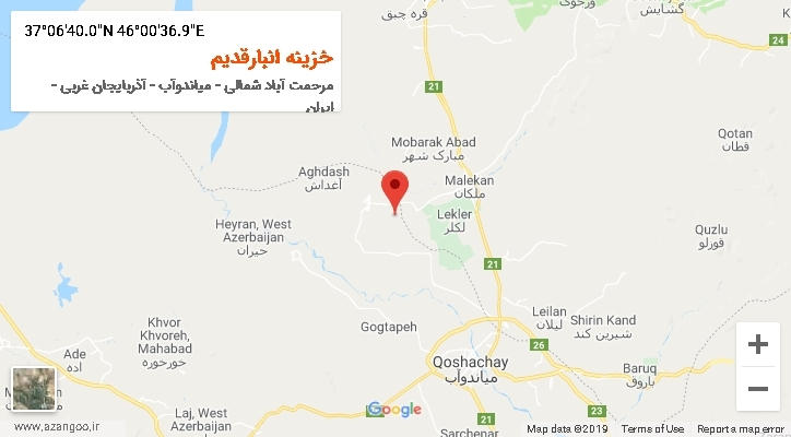 روستای خزینه انبارقدیم بر روی نقشه