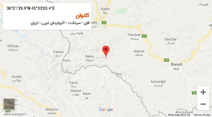 روستای کلتوان بر روی نقشه