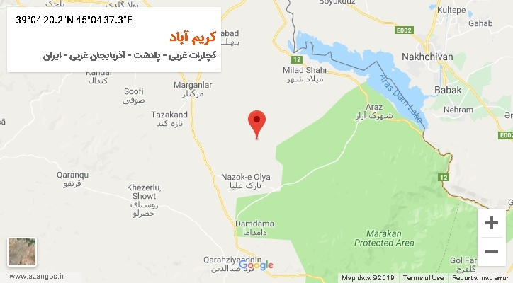 روستای کریم آباد بر روی نقشه
