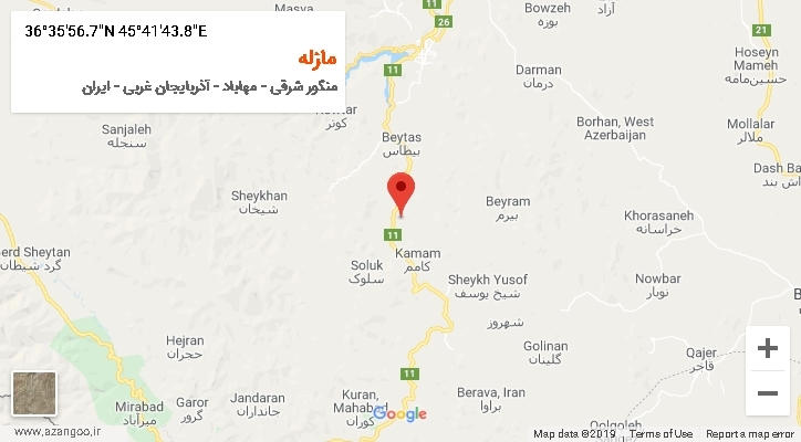 روستای مازله بر روی نقشه