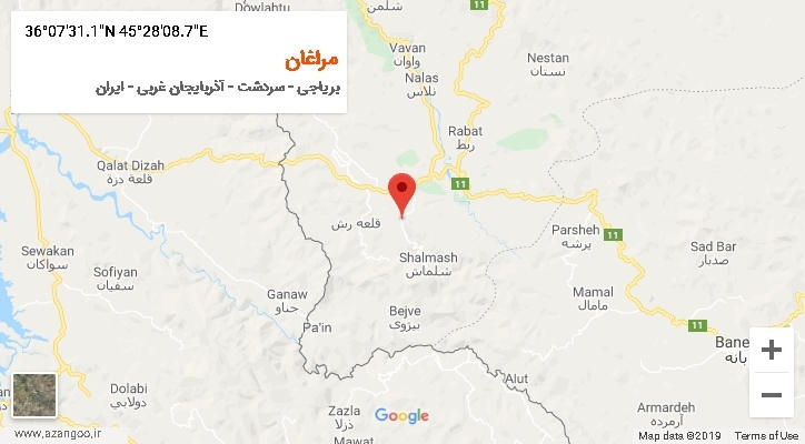 روستای مراغان بر روی نقشه