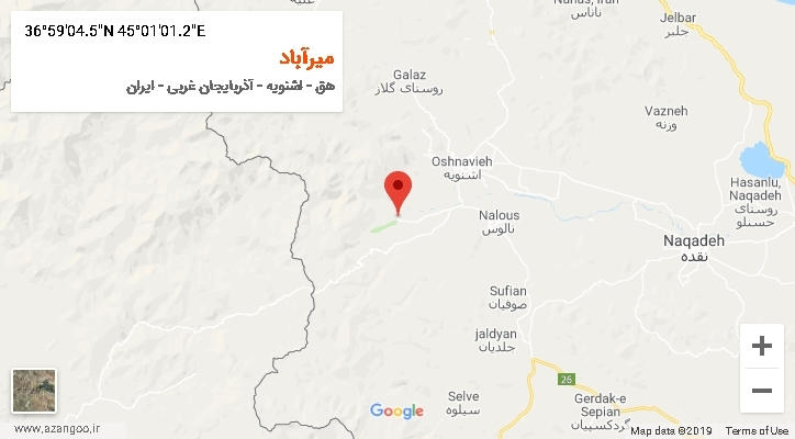 روستای میرآباد بر روی نقشه