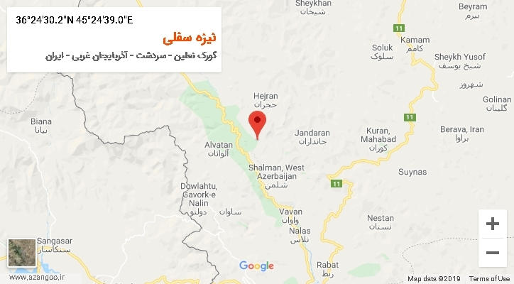 روستای نیزه سفلی بر روی نقشه