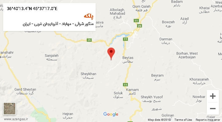 روستای پلکه بر روی نقشه