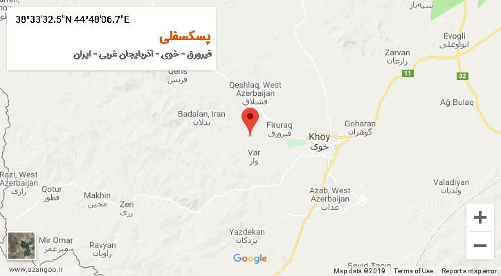 روستای پسکسفلی بر روی نقشه