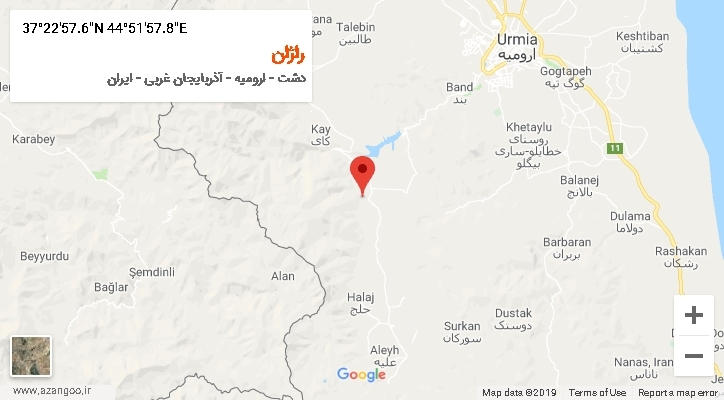 روستای راژان بر روی نقشه