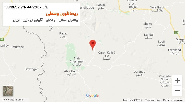 روستای ریحانلوی وسطی بر روی نقشه