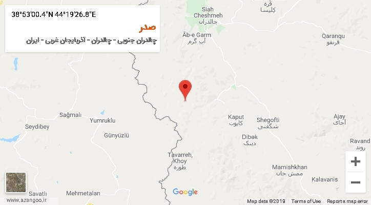 روستای صدر بر روی نقشه