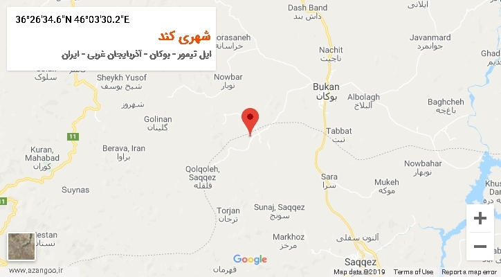 روستای شهری کند بر روی نقشه
