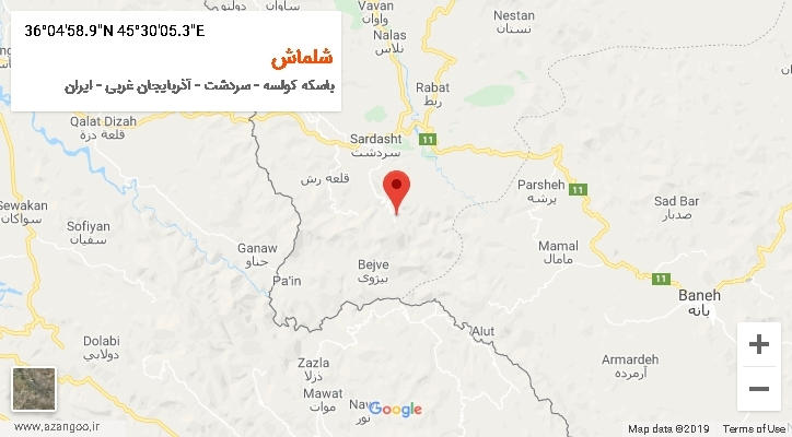 روستای شلماش بر روی نقشه