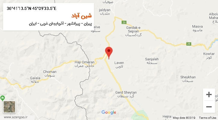 روستای شین آباد بر روی نقشه