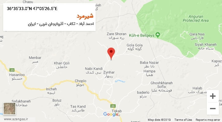 روستای شیرمرد بر روی نقشه