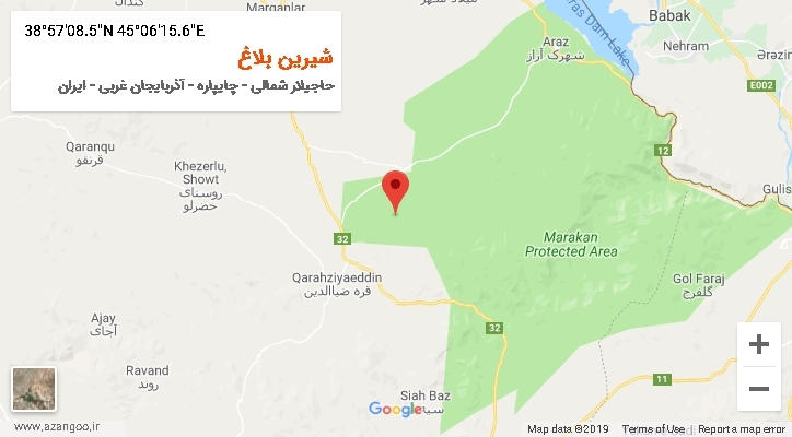 روستای شیرین بلاغ بر روی نقشه