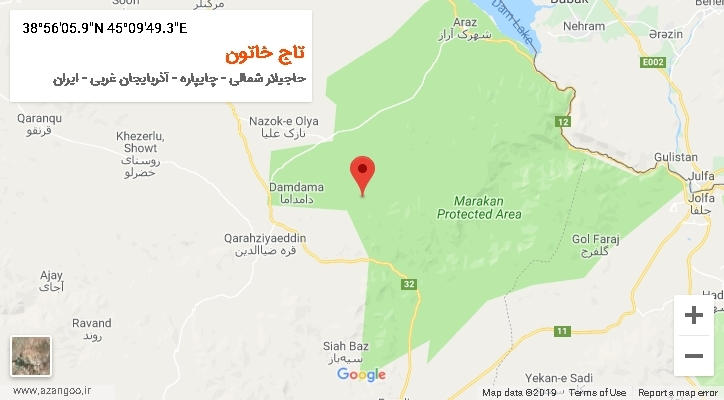 روستای تاج خاتون بر روی نقشه