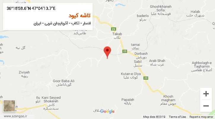 روستای تاشه کبود بر روی نقشه