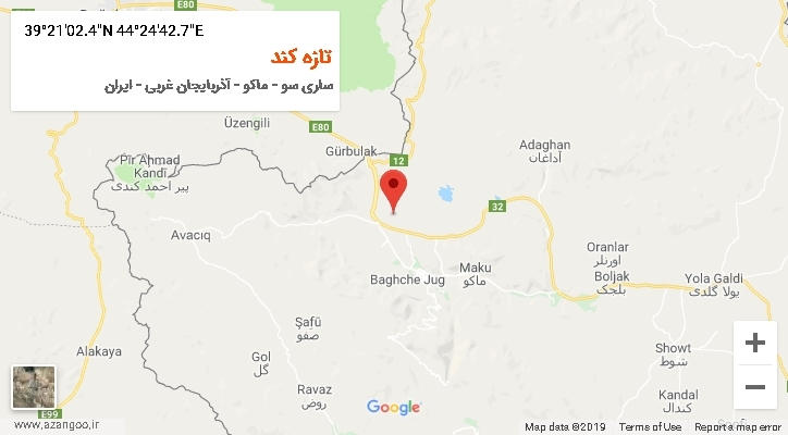 روستای تازه کند بر روی نقشه