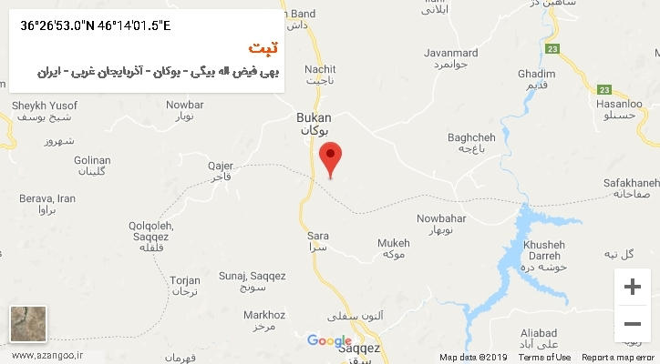 روستای تبت بر روی نقشه