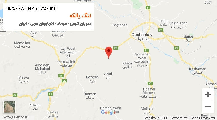 روستای تنگ بالکه بر روی نقشه